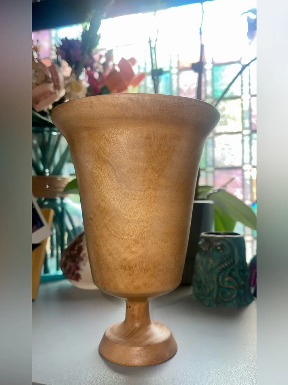 Rob Gustafson Hand Turned Camphor Wood Pedestal Vase Goblet 2012